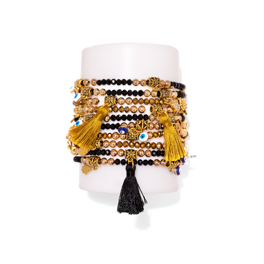 handmade crystal beaded black and gold  fashion bracelets