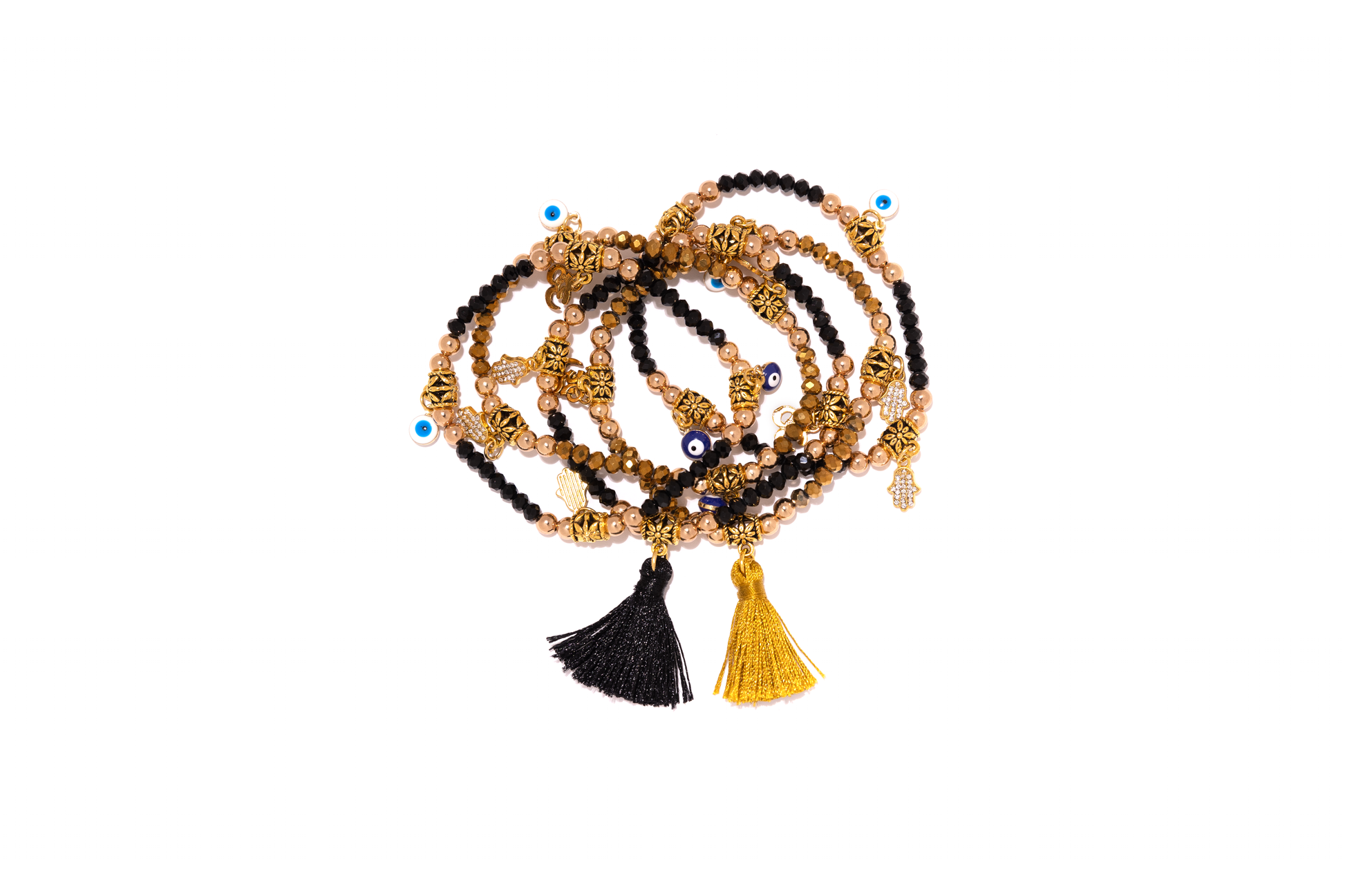 handmade crystal beaded black and gold fashion bracelets